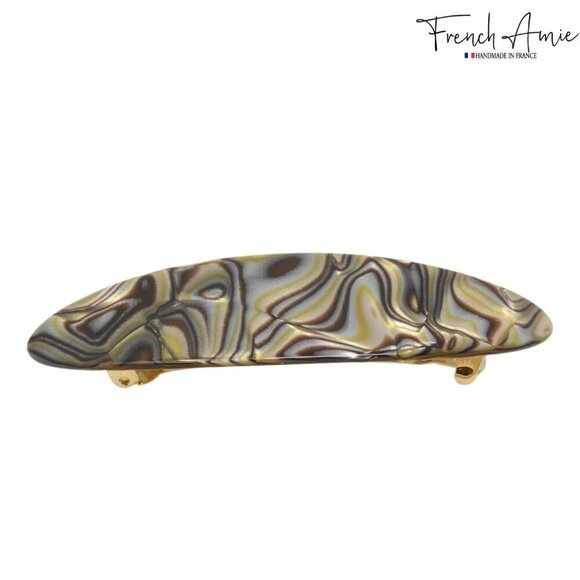 Hair Barrette Silver Gray Celluloid Handmade Automatic Clasp No Slip Durable Wom main image 7